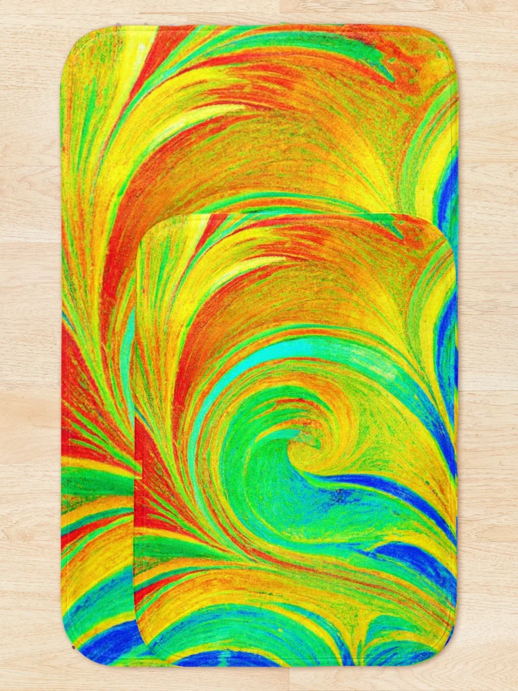 Thumbnail 5 of 6, Bath Mat, Expressive Colorful Abstract Pattern designed and sold by Health And Fitness Posts e-Store.