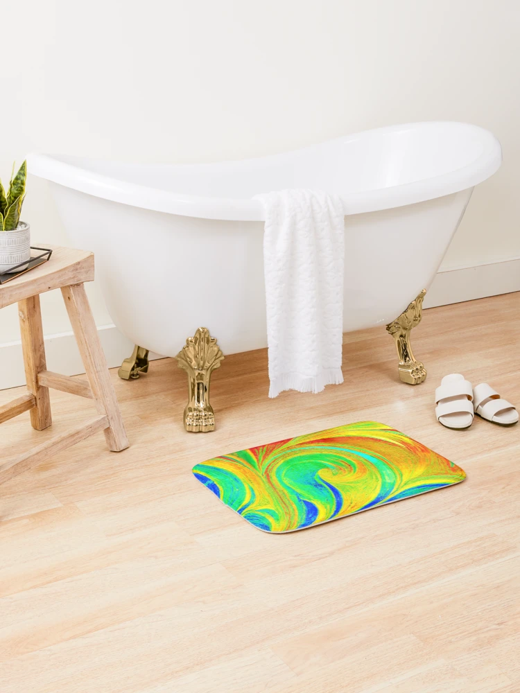 Thumbnail 2 of 6, Bath Mat, Expressive Colorful Abstract Pattern designed and sold by Health And Fitness Posts e-Store.