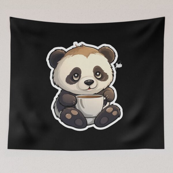 Item preview, Cute panda with black coffee designed and sold by Mateusz Majcherek.