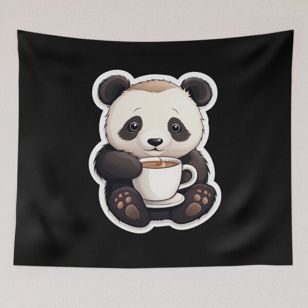 Item preview, Cute panda with black coffee designed and sold by Mateusz Majcherek.