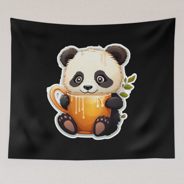 Item preview, Cute panda with black coffee designed and sold by Mateusz Majcherek.