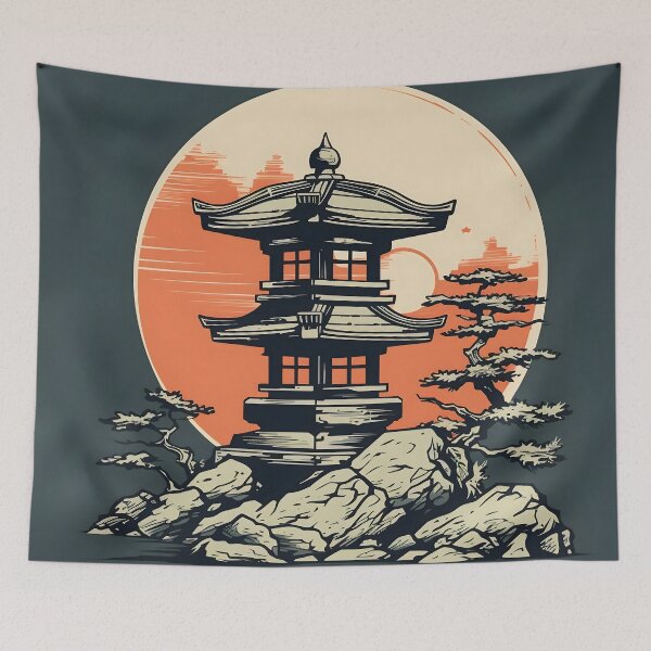 Item preview, Orange/Yellow Japanese Stone Lantern  designed and sold by dcrc.