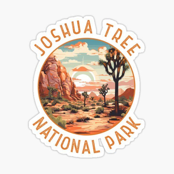 Item preview, Joshua Tree National Park Sunset Retro Distressed Circle designed and sold by KrisSidDesigns.