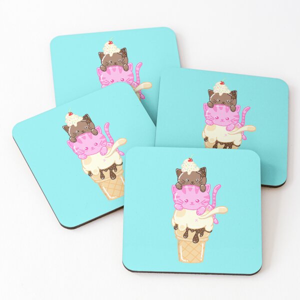Item preview, Kawaii Neapolitan Cat Ice cream designed and sold by CakeyDoesArt.