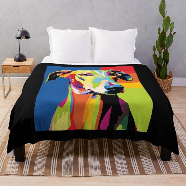 Item preview, Galgo espanol portrait art. animal colorful. Animal throw pillow.  designed and sold by formform.