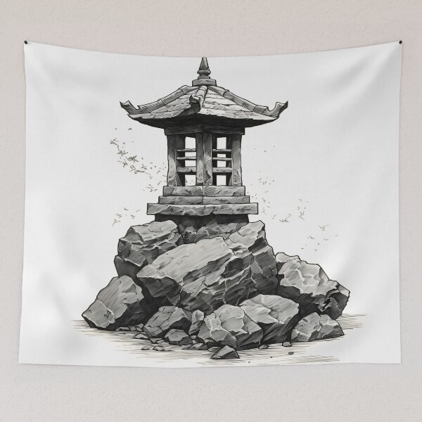Item preview, Monochrome Japanese Stone Lantern designed and sold by dcrc.