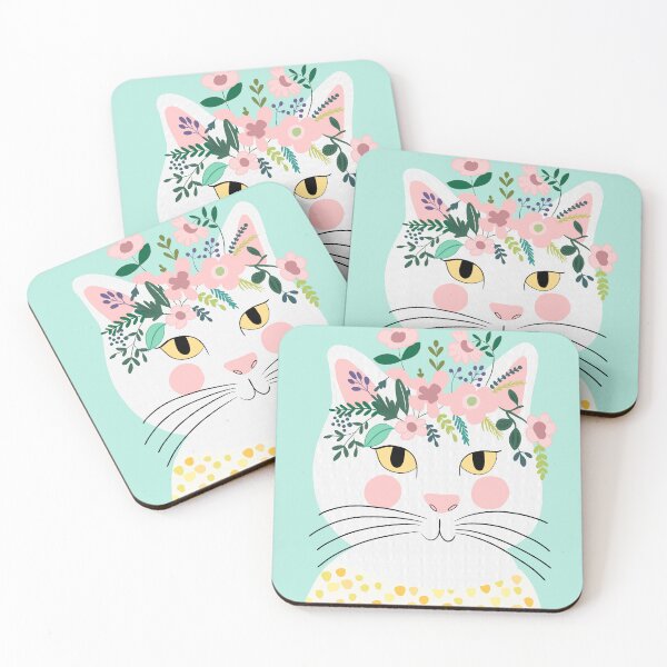 Item preview, Flower crown kitty designed and sold by Cute Cartoons and Things .