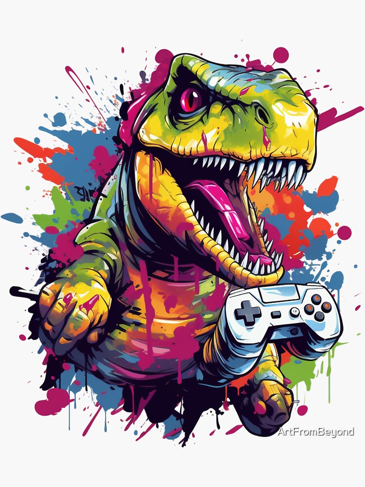 Gamer Rage Quit Dinosaur Sticker