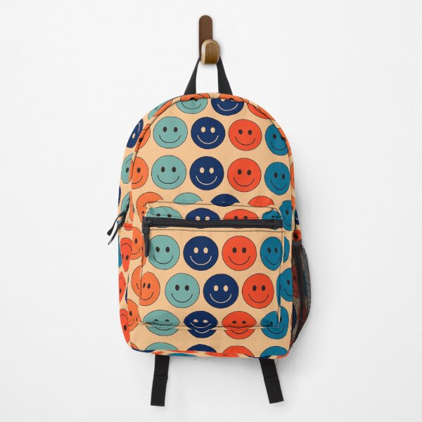 Item preview, Retro smiley pattern backpack designed and sold by baggageboutique.