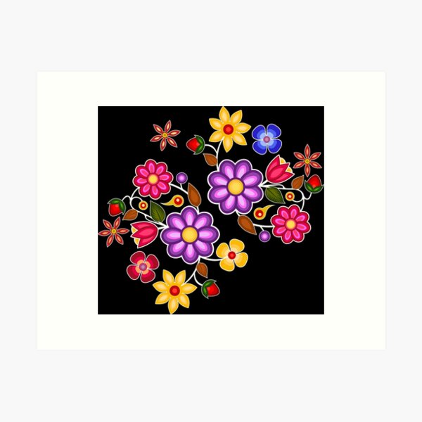 Ojibwe Flowers, Colored Anishinaabe Floral Pattern. | Sticker