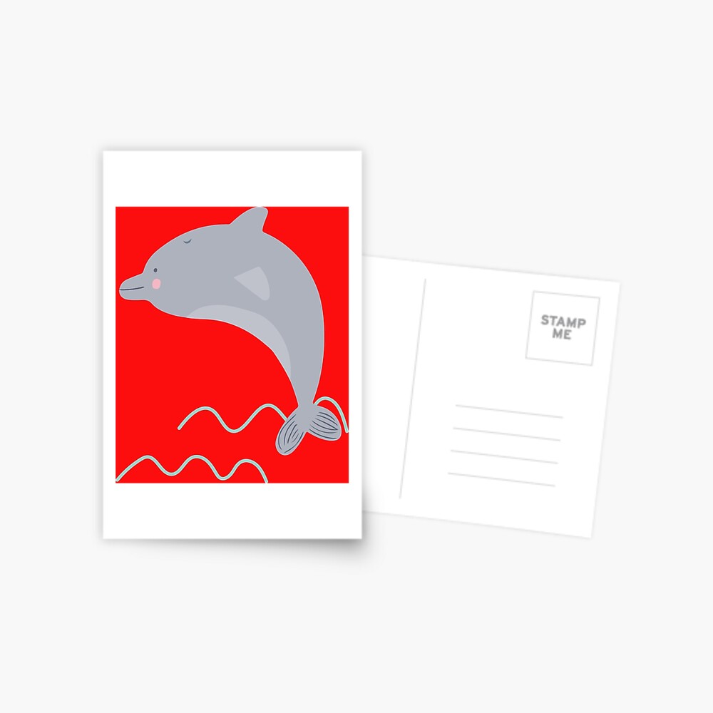 Dolphin jumping out of the red | Postcard