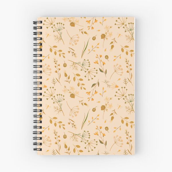 Item preview, beige bisque color, pale golden brown, moss green, mustard brown and moss brown color floral pattern with wildflowers designed and sold by fowons.