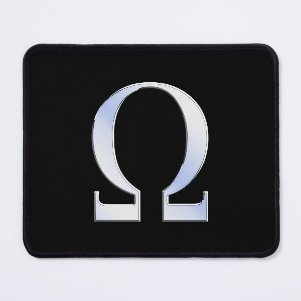 Omega Greek Letter Symbol Chrome Carbon Style