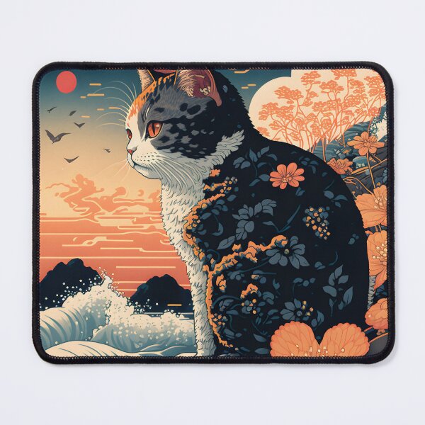 Item preview, Captivating Ukiyo-e Cat Art: Traditional Japanese Woodblock Print designed and sold by Animal-ink.
