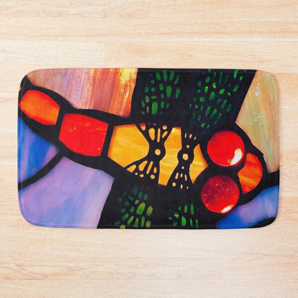 Item preview, Stained Glass Colorful dragonfly close-up art designed and sold by Neeshki.