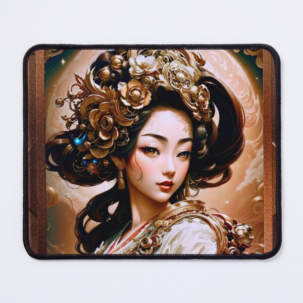 Item preview, The Golden Dragon Geisha Girl Beautiful AI Concept Art Portrait by Xzendor7 designed and sold by Xzendor7 Digital Art Creations.