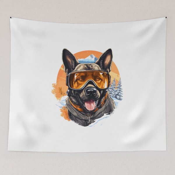 Item preview, Shepherd's Snowy Portrait: Winter Gear in Halloween Glow Tee designed and sold by Moisky Patterns.