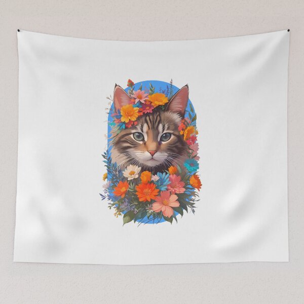 Item preview, A kitten playing in flowers designed and sold by INKNIK.