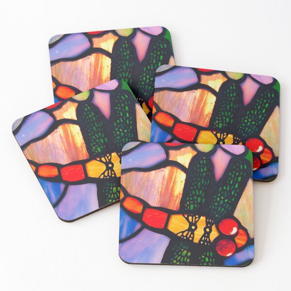 Item preview, Stained Glass Colorful dragonfly close-up art designed and sold by Neeshki.