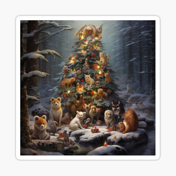 Animal Christmas Tree Sticker