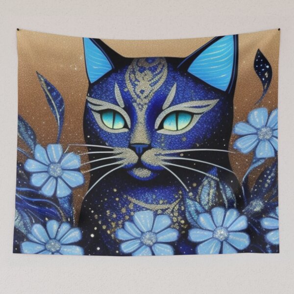 Item preview, Feline blue  designed and sold by Roxburylane.