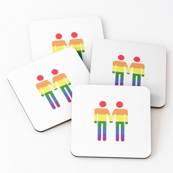 Item preview, gay pride flag man with man couple or best friends bathroom sign designed and sold by saint-shores.