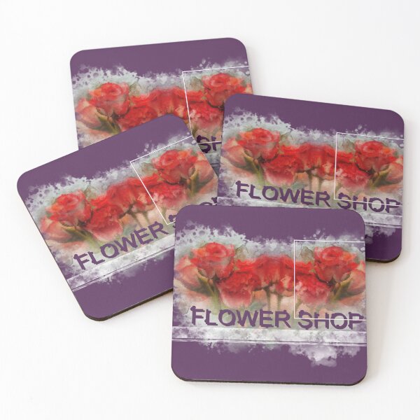 Item preview, Flower Shop text  font with RED ROSE flower designed and sold by wudtipun.