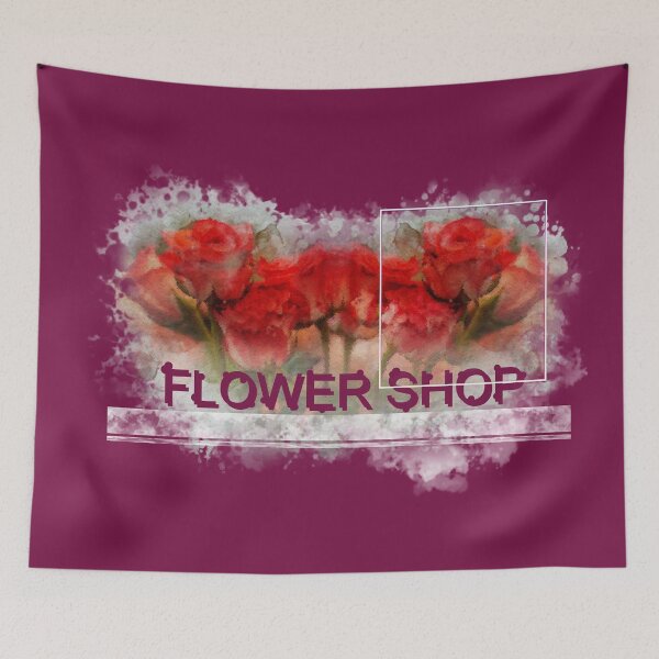 Item preview, Flower Shop text  font with RED ROSE flower designed and sold by wudtipun.