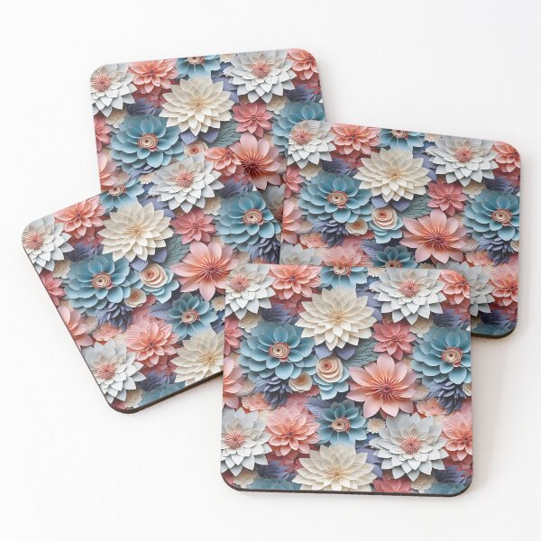 Item preview, 3d flower pattern in pastel colors designed and sold by DreamscapePixel.