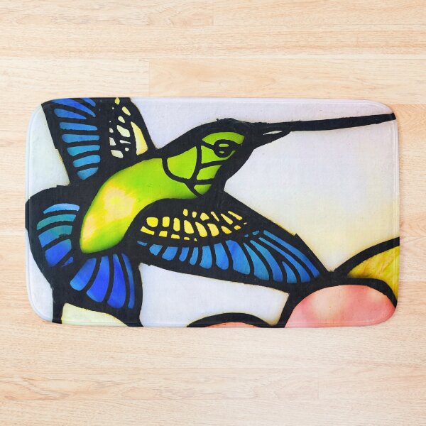 Item preview, Stained Glass Green hummingbird close-up art designed and sold by Neeshki.