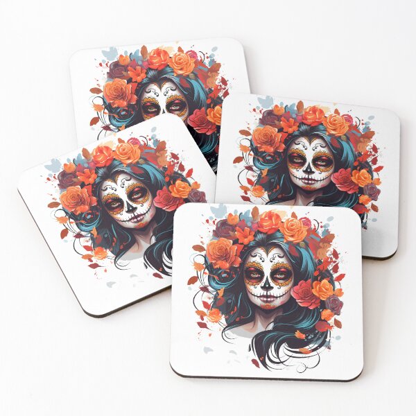 Item preview, Artistic Style Cartoon Day of the Dead Girl Lady Makeup Candy Skull Makeup Sticker, wall arts, Art Prints and More designed and sold by Kevin Lou.