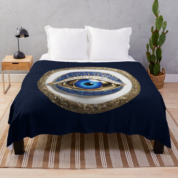Item preview, Mati Evil Eye Blue Gold Glass Stone  designed and sold by Yiorgos Designs.