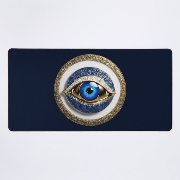 Item preview, Mati Evil Eye Blue Gold Glass Stone  designed and sold by Yiorgos Designs.
