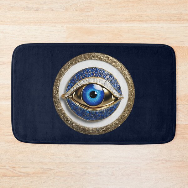 Item preview, Mati Evil Eye Blue Gold Glass Stone  designed and sold by Yiorgos Designs.