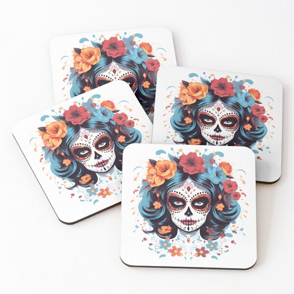 Item preview, Artistic Style Cartoon Day of the Dead Girl Lady Makeup Candy Skull Makeup Sticker, wall arts, Art Prints and More designed and sold by Kevin Lou.