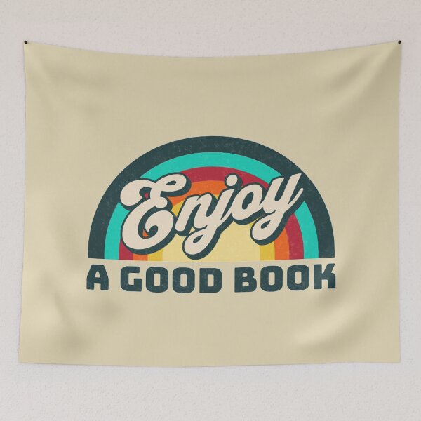 Item preview, Enjoy a good book (retro rainbow distressed lettering) designed and sold by Gilby-Designs.