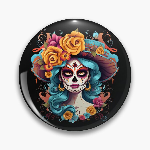 Item preview, Artistic Style Cartoon Day of the Dead Girl Lady Makeup Candy Skull Makeup Sticker, wall arts, Art Prints and More designed and sold by Kevin Lou.