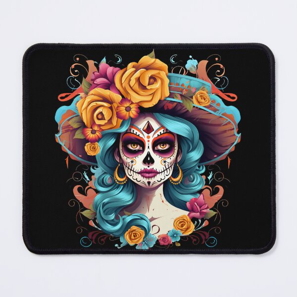 Item preview, Artistic Style Cartoon Day of the Dead Girl Lady Makeup Candy Skull Makeup Sticker, wall arts, Art Prints and More designed and sold by Kevin Lou.