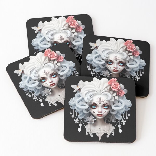 Item preview, Artistic Style Cartoon Day of the Dead Girl Lady Makeup Candy Skull Makeup Sticker, wall arts, Art Prints and More designed and sold by Kevin Lou.