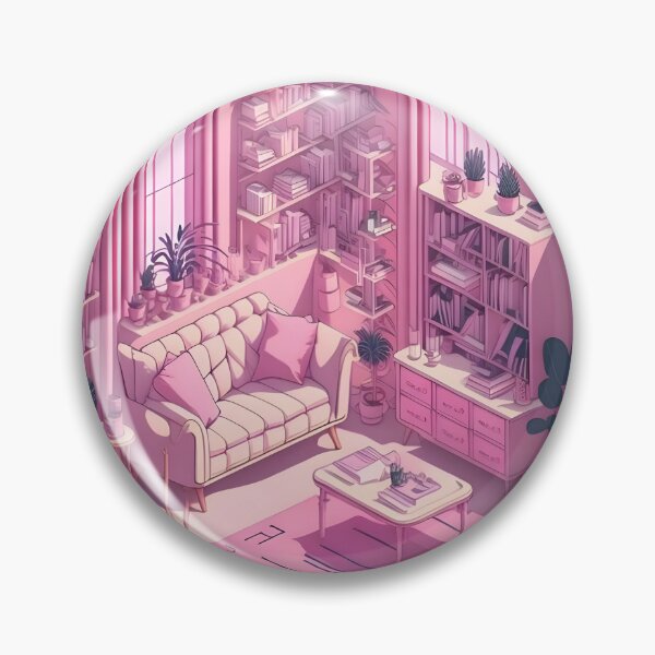 Item preview, Isometric Cute Pink Living Room, AI Art designed and sold by avis-aesthetic.