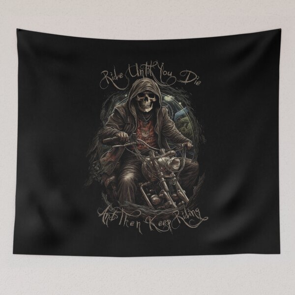 Item preview, Ride Until You Die - Dark Art Skeleton Biker designed and sold by Good Candy.
