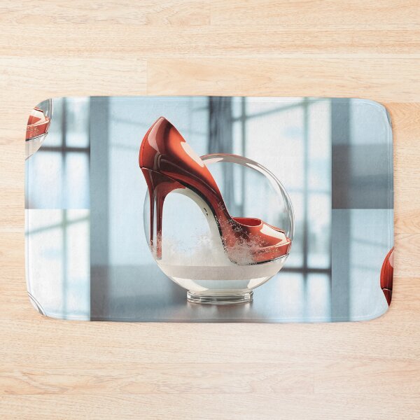 Aperçu de l'œuvre Talons hauts rouges artistiques dans un bol en verre dans le style des peintures photoréalistes créée et vendue par AI-Only Creations.