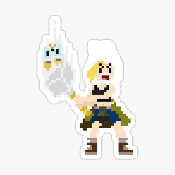 Fionna Campbell (Fionna and Cake / Adventure Time) Pixel Sprite /w Hammered Cake the Cat Sticker
