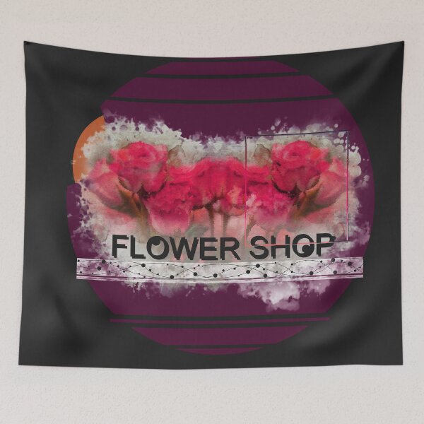 Item preview, Flower Shop text  font with RED ROSE flower designed and sold by wudtipun.