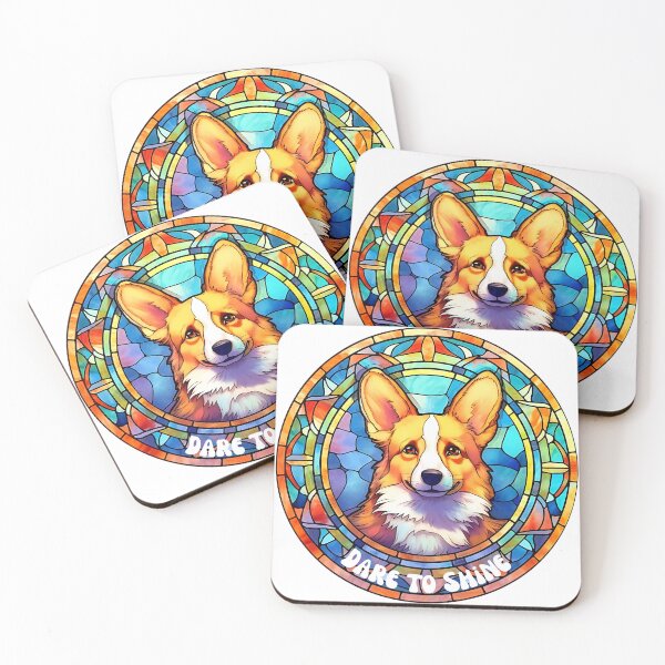 Item preview, Dare to shine, Corgi stain glass, happy puppy  designed and sold by Janetlousart.