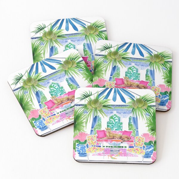 Item preview, Preppy cheetah in stripy blue cabana designed and sold by SophieClimaArt.