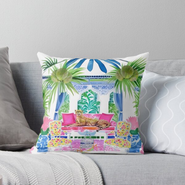 Item preview, Preppy cheetah in stripy blue cabana designed and sold by SophieClimaArt.