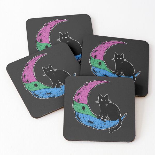 Item preview, Polysexual Cat Moon LGBT Pride Flag designed and sold by Clara Hollins.