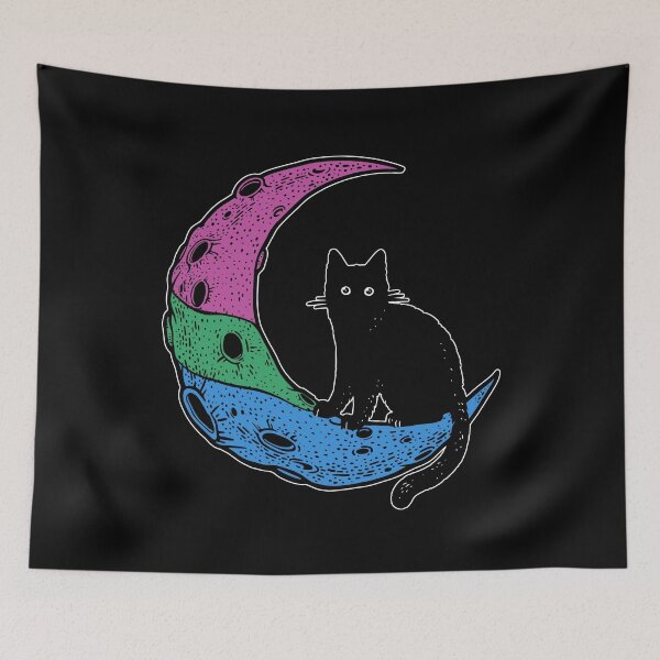 Item preview, Polysexual Cat Moon LGBT Pride Flag designed and sold by Clara Hollins.
