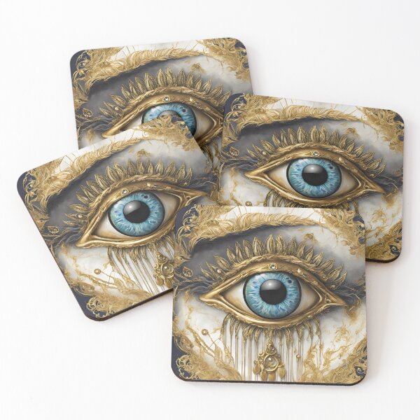 Item preview, Mati Evil Eye Golden Blue White designed and sold by Yiorgos Designs.